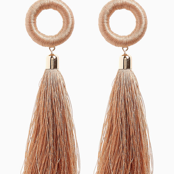 Nude Statement Tassel Drop Earrings
