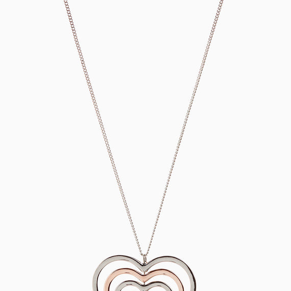 Gold_Silver_Rose Gold Tone Heart Pendant Necklace