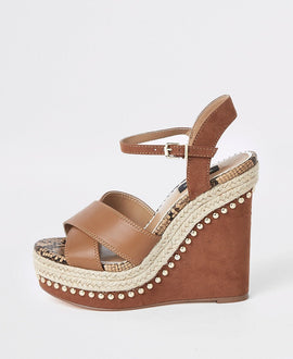 White studded lace-up side stripe trainers