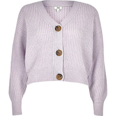 Lilac horn button knit cardigan