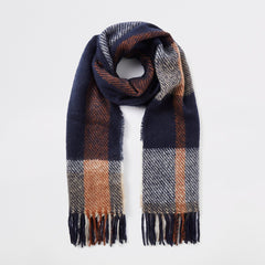 Navy check scarf
