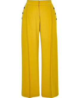 Yellow button wide leg trousers