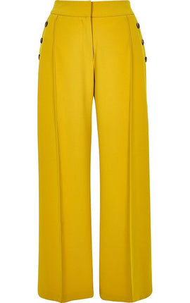 Yellow button wide leg trousers