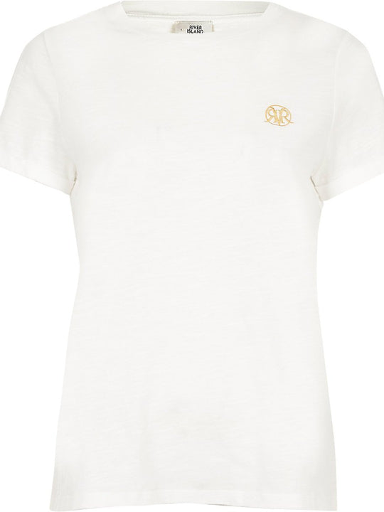 White RI turn up sleeve T-shirt
