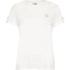 White RI turn up sleeve T-shirt