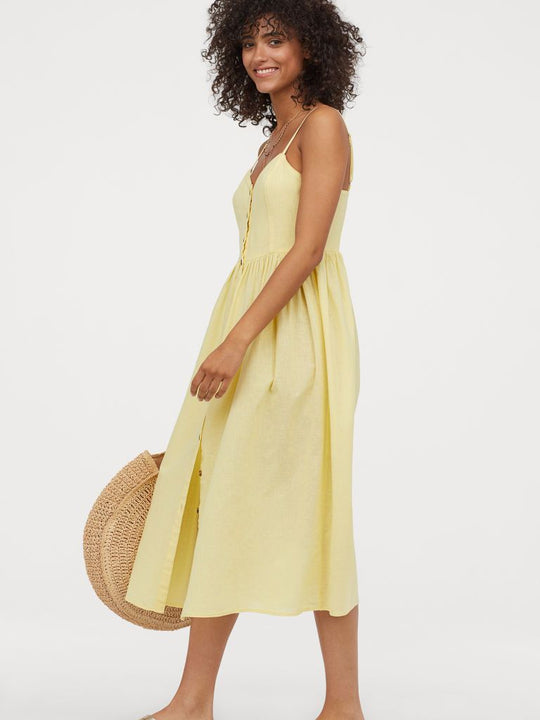 Linen-blend dress